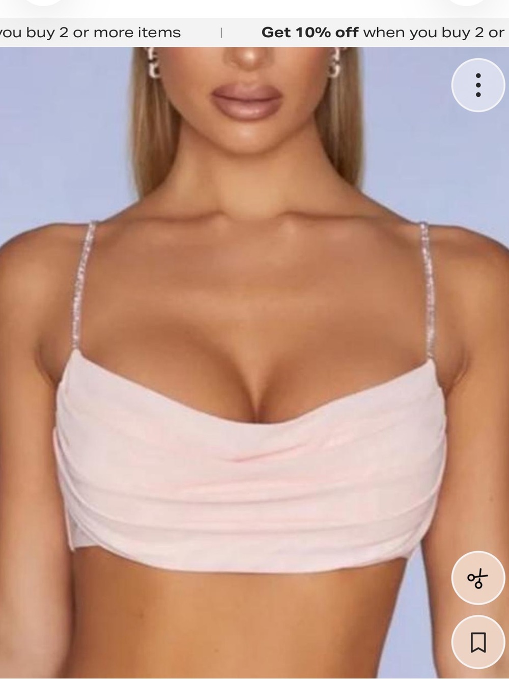 Oh Polly Blush Pink Ruched Crop Top with Sparkle Straps
